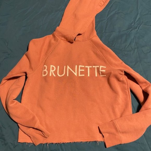 Brunette The Label Tops - Brunette raw hem cropped hoodie size small (oversized)
